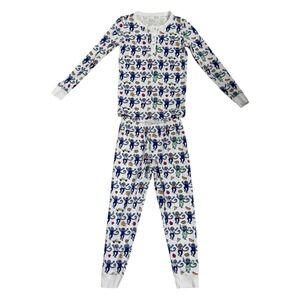 Roller Rabbit New York Monkey Print Pajama Set Kids Unisex Size 8 Pima Cotton
